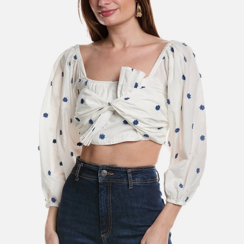 NWT Farm Rio Blue Flowers Crop Top Large